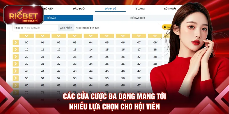 Các cửa cược đa dạng mang tới nhiều lựa chọn cho hội viên